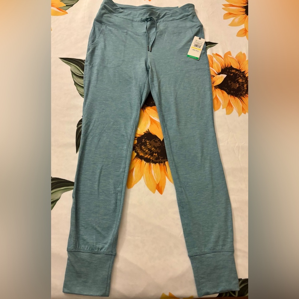 GAIAM OM HI-RISE PORKCHOP CUFFED LEGGING IN BLUE SHADOW HEATHER - NWT